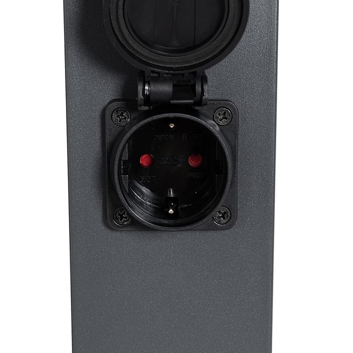 Soketli 80 cm koyu gri dış mekan lambası IP44 - Malios