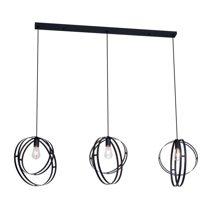 Smart hanglamp zwart langwerpig 3-lichts incl. Wifi G95 - Indu