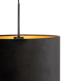 Závěsné-svítidlo-s-černým-sametovým-stínítkem-se-zlatem-35-cm---Combi