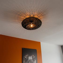 Retro plafondlamp zwart touw 50cm - Lina