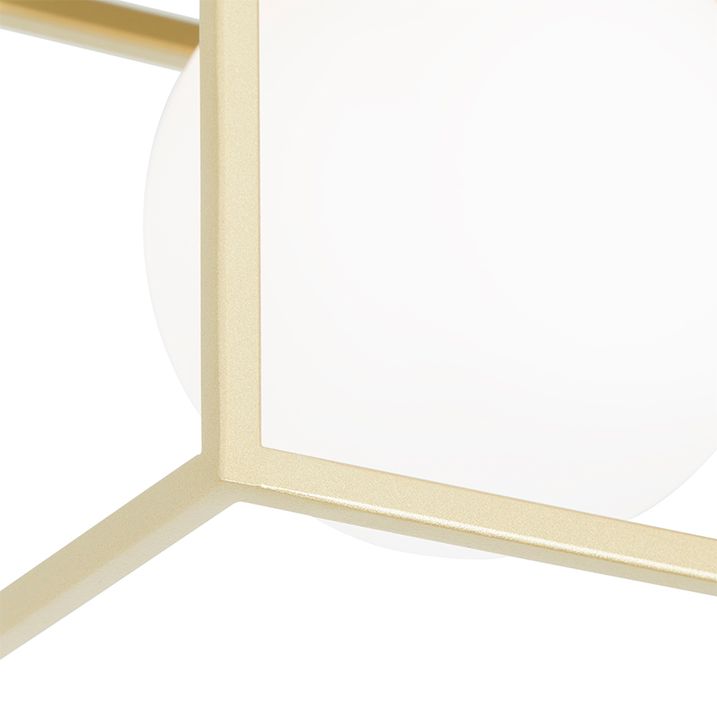 Design taklampe gull med hvitt glass 2-lys - Aniek