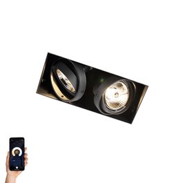 Pametni ugradni reflektor crni bez okvira 2-svetla uklj. 2 Wifi GU10 70mm - Oneon
