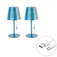 2er-Set-blaue-Tischleuchten-inkl.-wiederaufladbarer-LED-und-Solarfunktion---Ferre