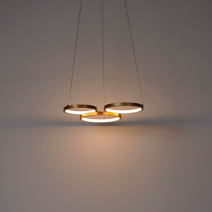 Goldene Pendelleuchte inkl. LED 3-stufig dimmbar 3-Licht - Rondas