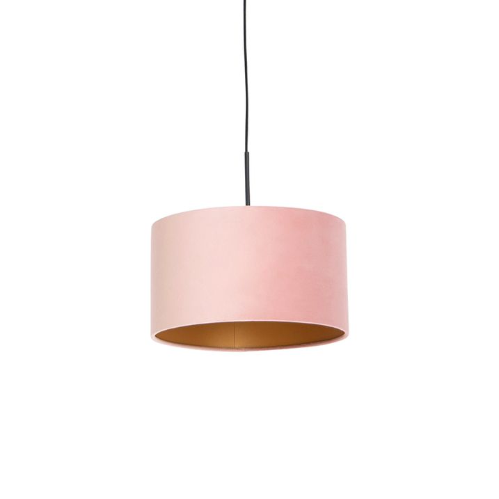 Ripatslamp roosa sametkattega ja kullaga 35 cm - Combi