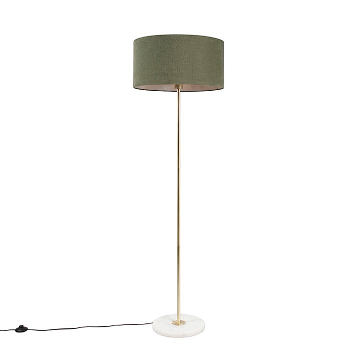 Lampă de podea din alamă cu abajur verde 50 cm - Kaso