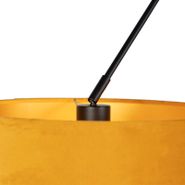 Suspension-noire-avec-abat-jour-en-velours-ocre-avec-or-35-cm---Blitz