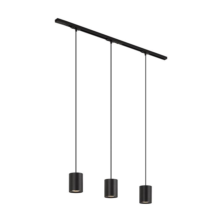 Moderne skinnesystem med 3 pendellamper svart 1-fase - Iconic Holt