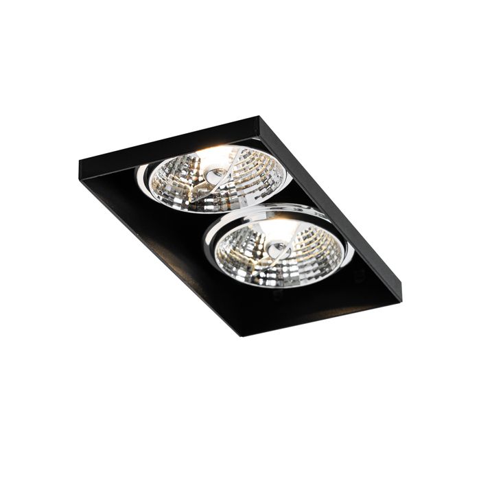 Foco empotrado moderno negro GU10 AR70 sin marco 2 luces - Oneon