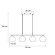 Smart-Pendant-Lamp-Black-with-Wood-and-Smoke-Glass-4-Lights-Incl.-WiFi-A60---Aleks