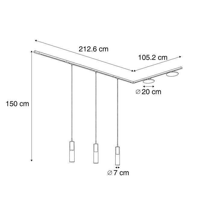 Nowoczesny system szynowy czarny z 3 lampami wiszącymi i 2 lampami sufitowymi brązowy 1-fazowy - Iconic Lloyd Pulley