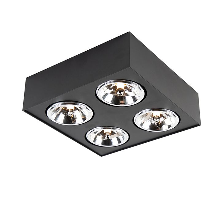 Spot design noir carré 4 lumières - Kaya