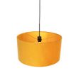 Melna-piekaramā-lampa-ar-dzeltenu-samta-abažūru-ar-zeltu-50-cm---Combi