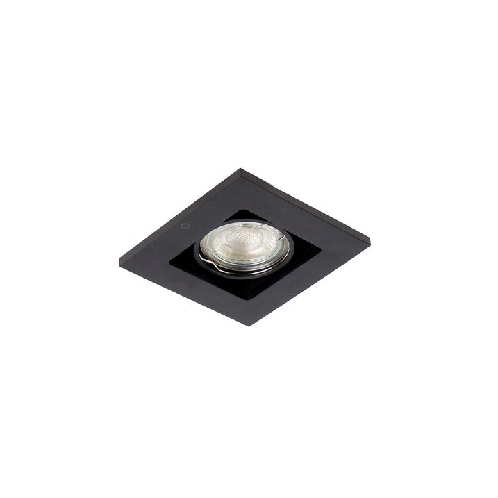 Set of 3 Modern Recessed Spotlights Black Adjustable - Qure