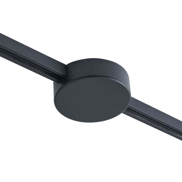Plafondplaat voor 1-fase rail zwart rond - Slimline