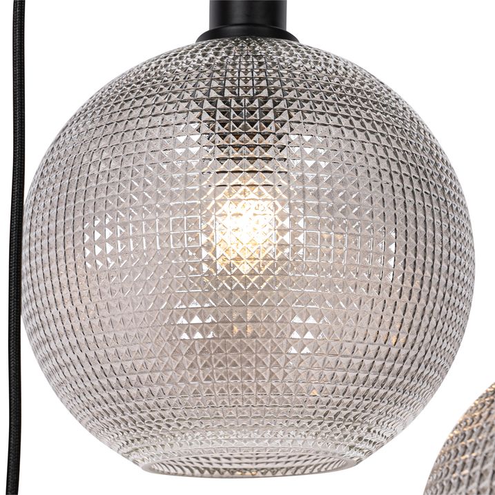 Designové závěsné svítidlo černé s kouřovým sklem 3-světelné - Chico