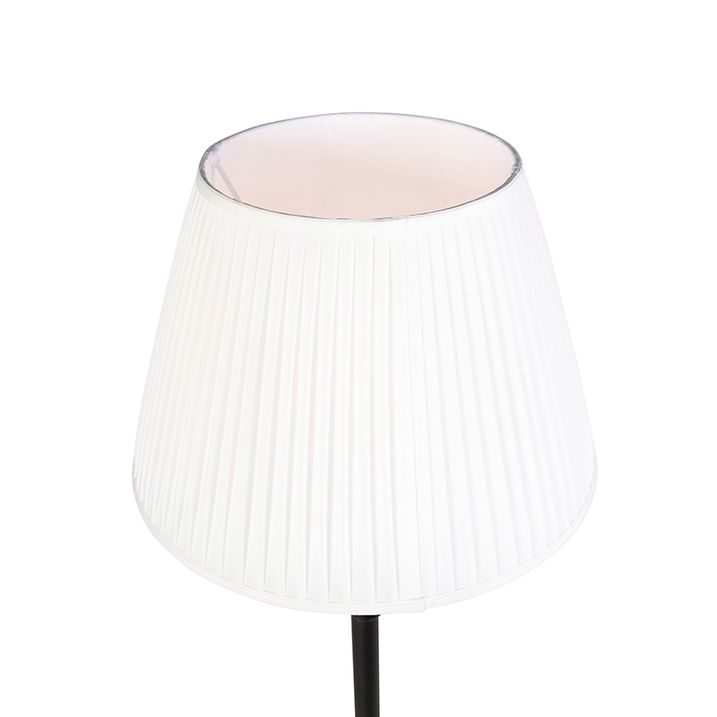 Golvlampa svart med plisserad skärm vit 45 cm - Classico