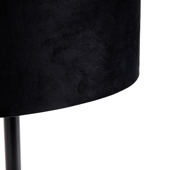 Stolová lampa čierna s oválnym zamatovým tienidlom čiernym 35 cm - Simplo