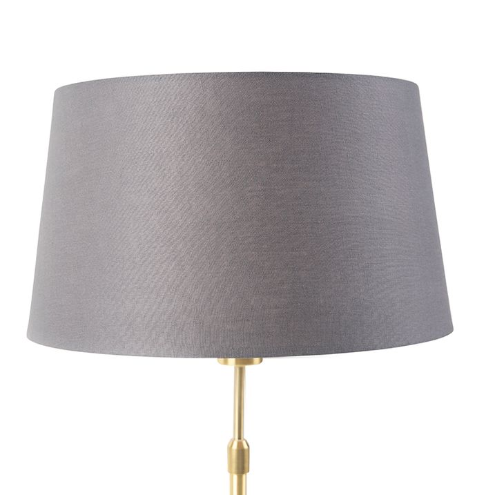 Stolní lampa zlatá/mosazná s šedým lněným stínítkem 35 cm - Parte