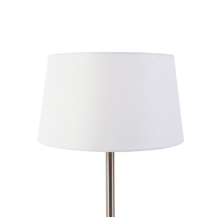 Moderna galda lampa no tērauda ar baltu abažūru 32 cm - Simplo
