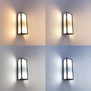 Smart-utendørs-vegglampe-sort-med-ribbet-glass-inkl.-2-Wifi-A60---Charlois