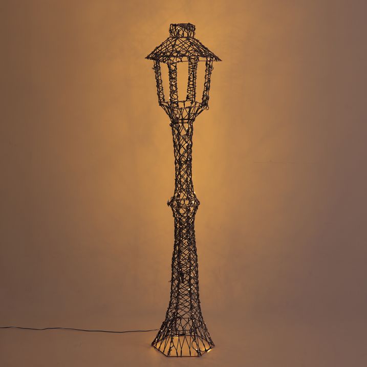 Kerst buiten lantaarn bruin rotan 150cm incl. LED IP44 - Faro