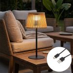 Japandi buiten tafellamp zwart incl. oplaadbare LED en 3-staps dimbaar IP44 - Jayla