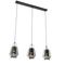 Candeeiro de suspensão preto com vidro fumê 23 cm oblongo 3 luzes - Kevin
