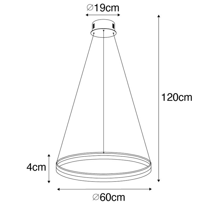 Design-riipusvalaisin kulta 60 cm sis. LED 3-vaiheinen himmennin - Anello