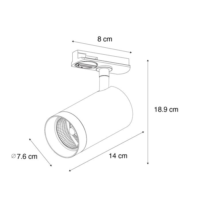 Модерен прожектор тъмно бронз за релсова система 1-фазен 70mm - Iconic Jeana Luxe