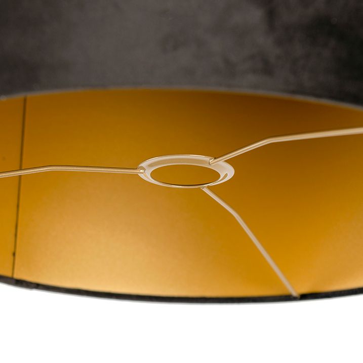 Velours lampenkap zwart 40/40/40 met gouden binnenkant
