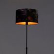 Stojací-lampa-černá-s sametovým-stínítkem-s květinami-35-cm---Parte