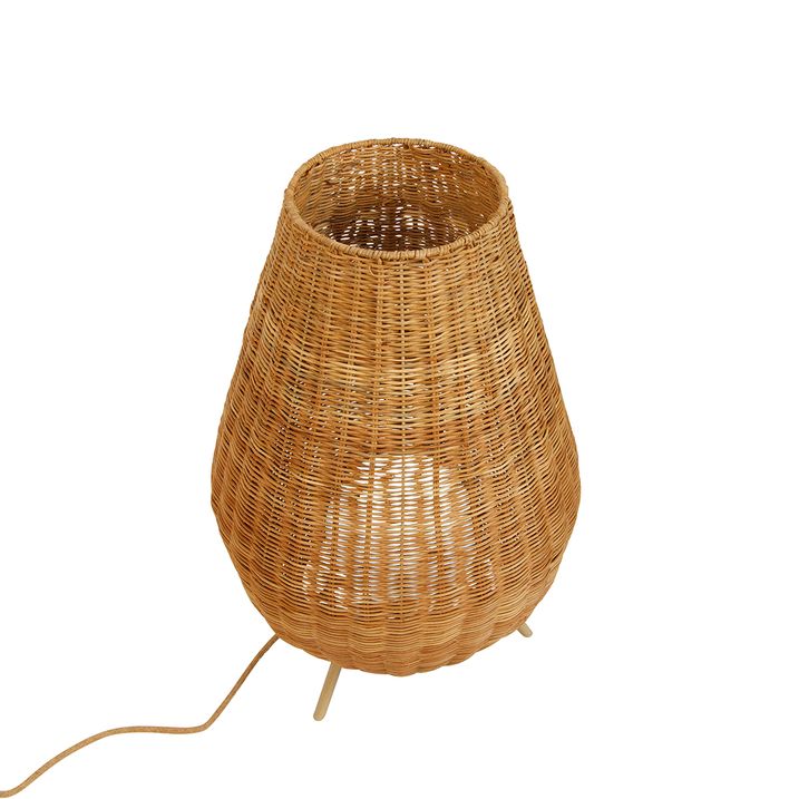 Stmívatelná ratanová stojací lampa IP65 s dálkovým ovládáním - Saona