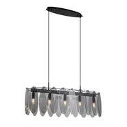 Lampă-suspendată-de-design-neagră-cu-sticlă-fumurie-ovală-cu-5-lumini---Mochan