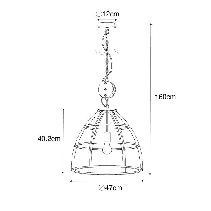 Průmyslové závěsné svítidlo tmavě šedé se dřevem 47 cm - Arthur