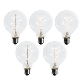 Set of 5 E27 Dimmable LED Spiral Filament G95 4W 270lm 2700K
