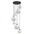 Moderna-piekaramā-lampa-melna-ar-baltu-stiklu-apaļa-7-gaismas---Misty