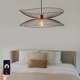 Lampada a sospensione smart bronzo scuro con doppio paralume con Wifi G95 - Pua