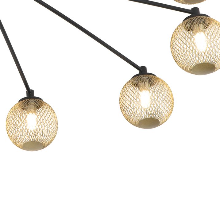 Lámpara de techo moderna negra con dorado 8-luces - Athens Wire