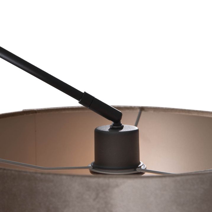 Pendelleuchte schwarz mit Samtschirm Taupe 35cm - Blitz