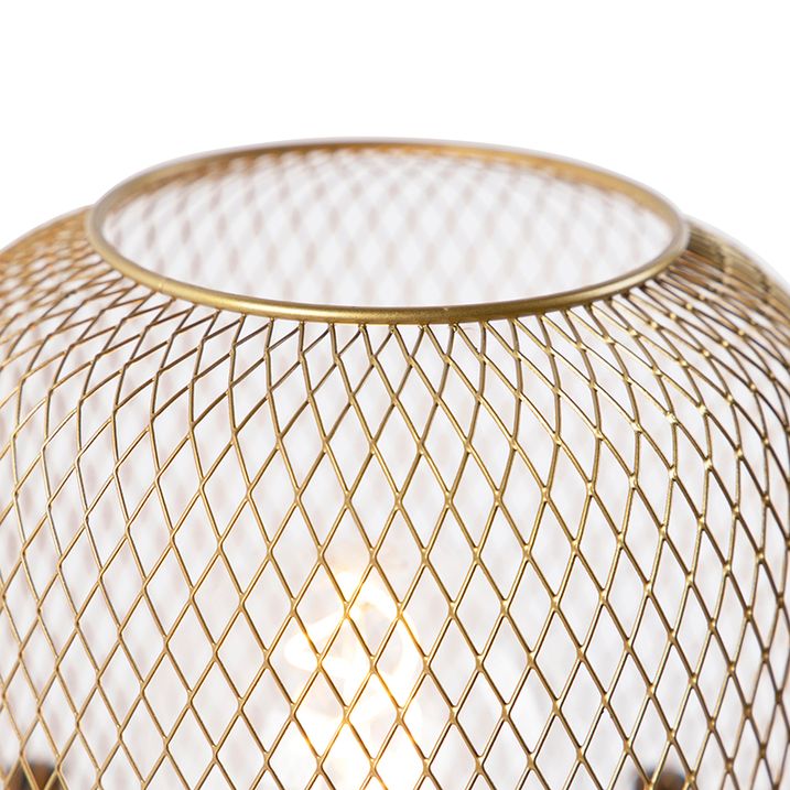 Moderná stolná lampa čierna so zlatom - Bliss Mesh