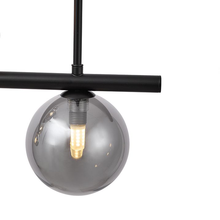 Lámpara colgante negra con cristal ahumado y ámbar rectangular 8 luces - Monaco
