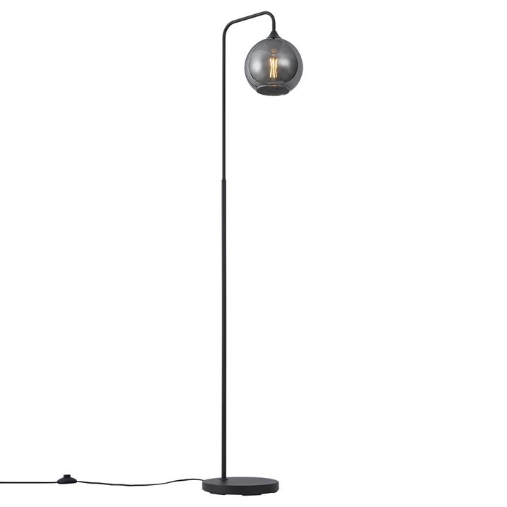 Art Deco podna lampa crna sa dimnim staklom - Sandra