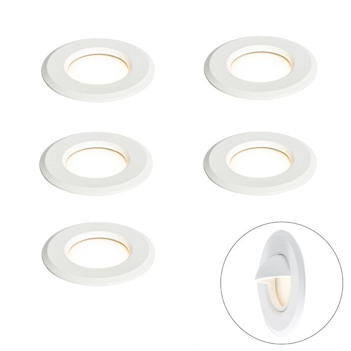 Ensemble de 5 spots encastrables modernes blancs avec LED IP67 - Linsey