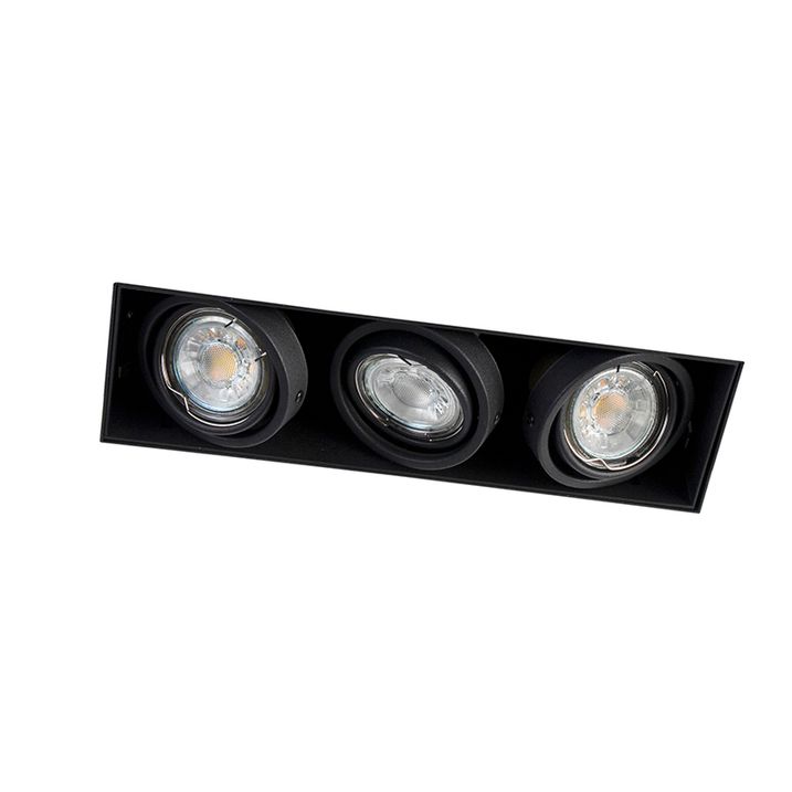 Einbau-Strahler schwarz schwenk- und drehbar trimless 3-Licht - Oneon