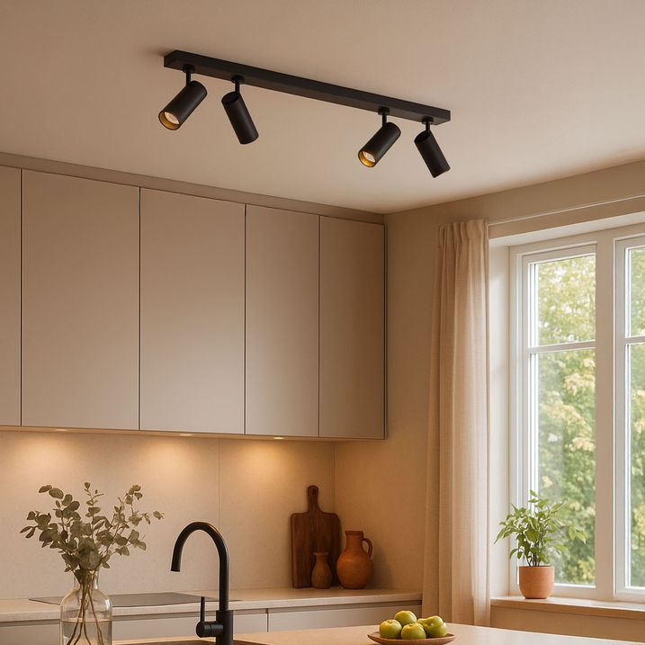 Plafón moderno negro con LED regulable 4 luces - Tate