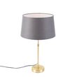 Stolní-lampa-zlatá/mosazná-s-šedým-lněným-stínítkem-35-cm---Parte