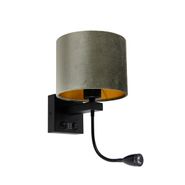Lampada-da-parete-nera-con-paralume-in-velluto-verde-18-cm---Brescia