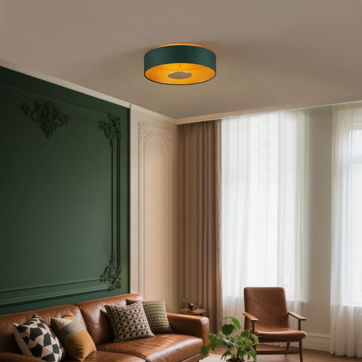 Moderna plafonska lampa zeleni somot uklj. LED sa 3-stepenim zatamnjivanjem - Bredow