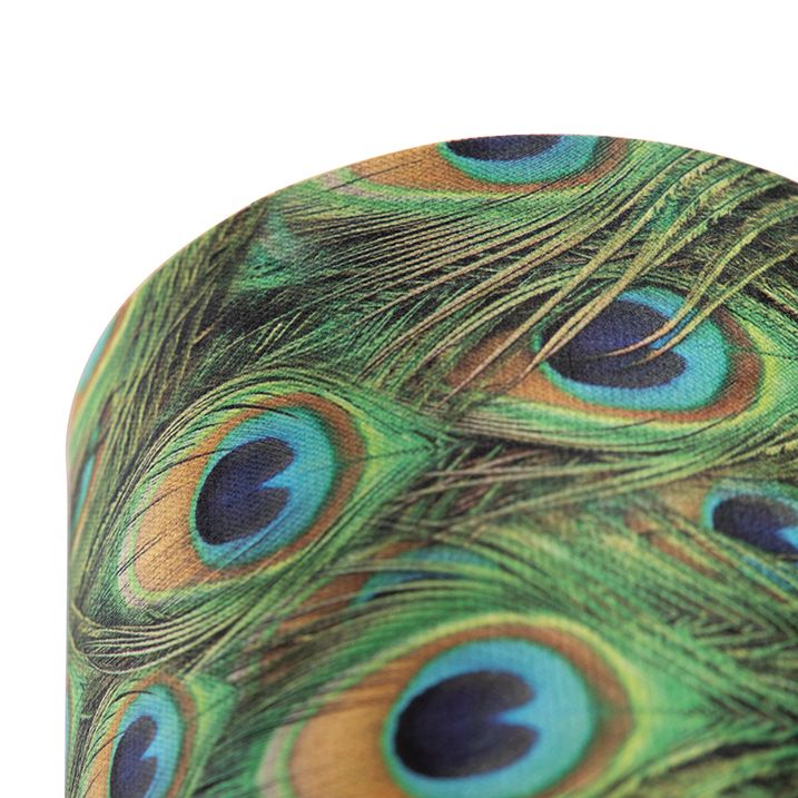 Stropní lampa s sametovým stínítkem s pavími pery s pozlacením 20 cm - Combi černá